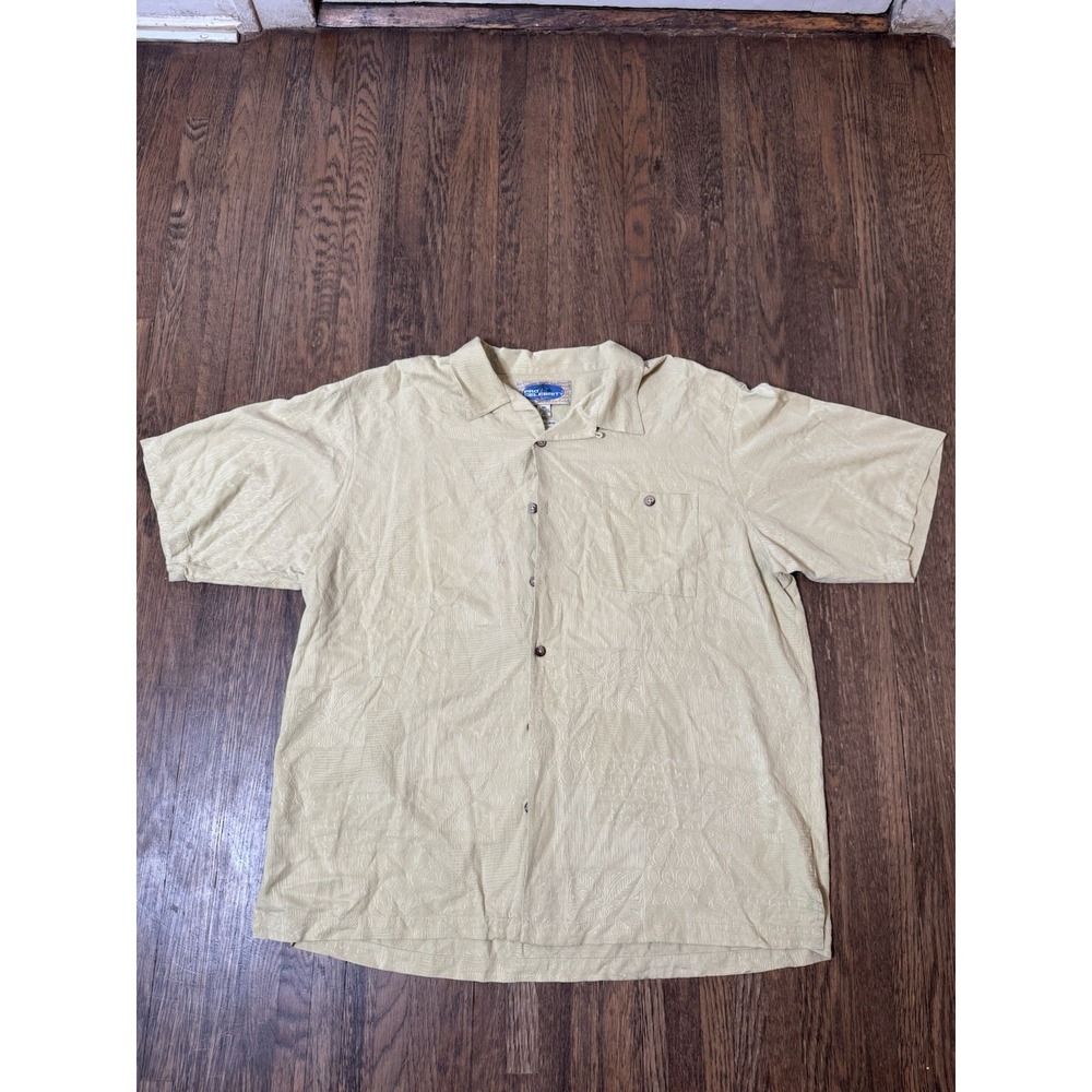 Pro Celebrity Men's XXL 100% Silk Short Sleeve Button Down Shirt Tan Texture